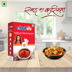 Kashmiri mirch powder with dish in kitchen